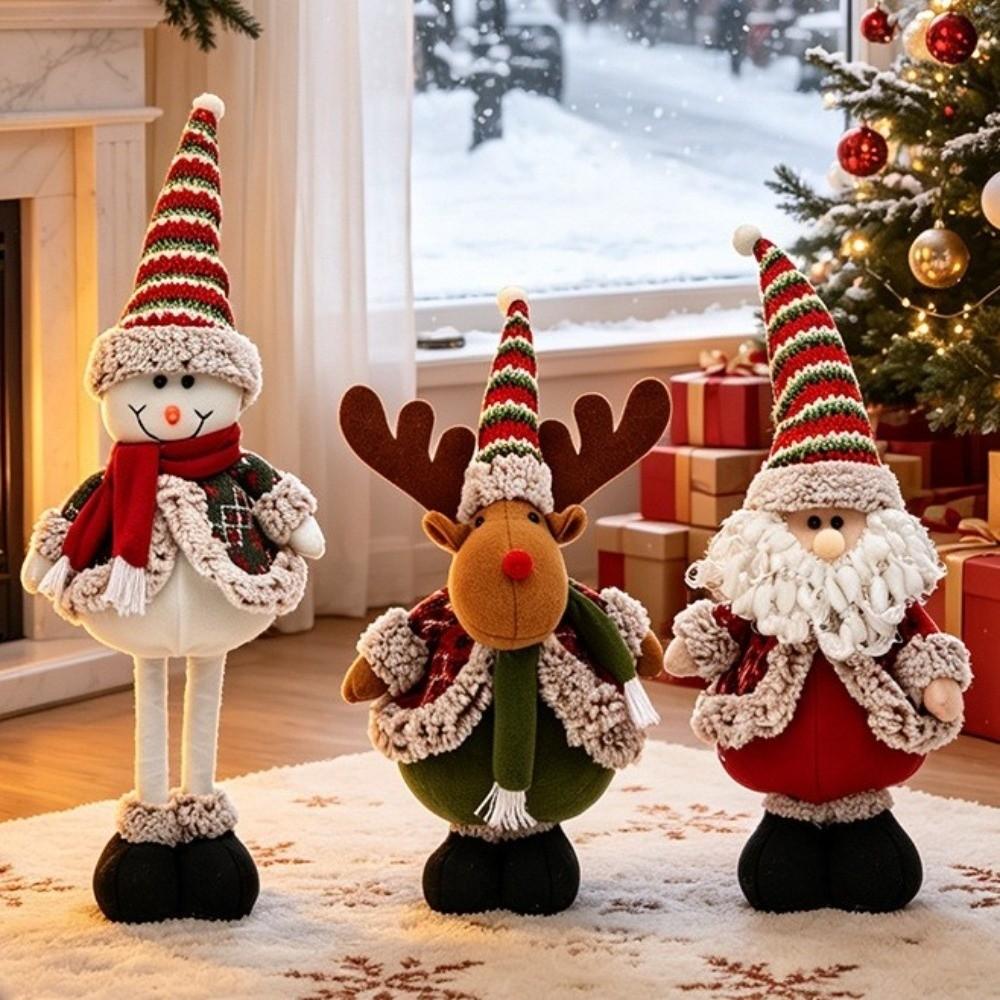 Adjustable Leg Santa Standing Figurine Santa Xmas Snowman Decor Doll