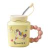Süße Einhorn-Tasse mit Glasstrohhalm Becher Große Kapazität Mädchenherz Milch Fufu mit Deckel Wasserbecher Keramik