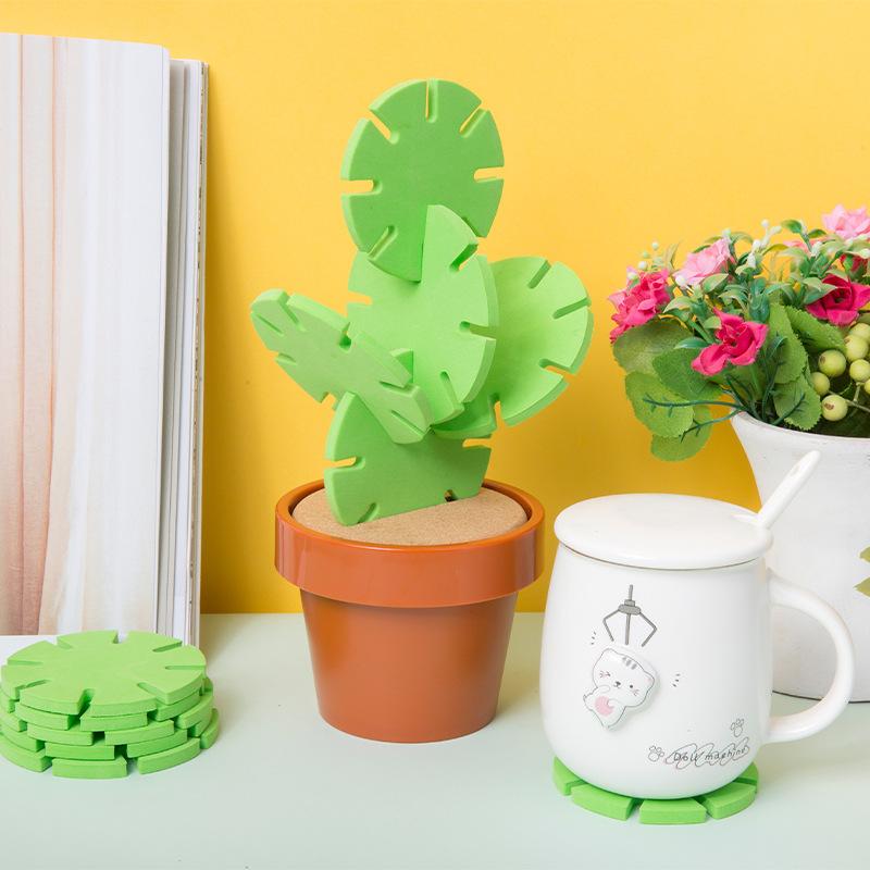 Original Coasters Set of 6 Pieces With Creative Cactus Shaped Design For Gift & Home Decoration for Bar Home Coffee Table