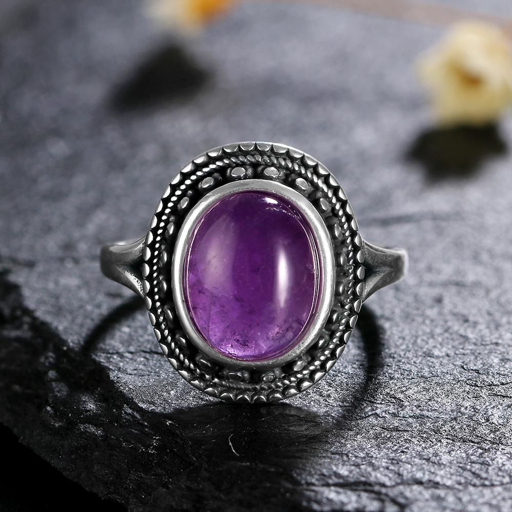 CopperRings Natural Amethyst Gemstone Rings for Women Wedding Bands Anniversary Gift Fine Jewelry