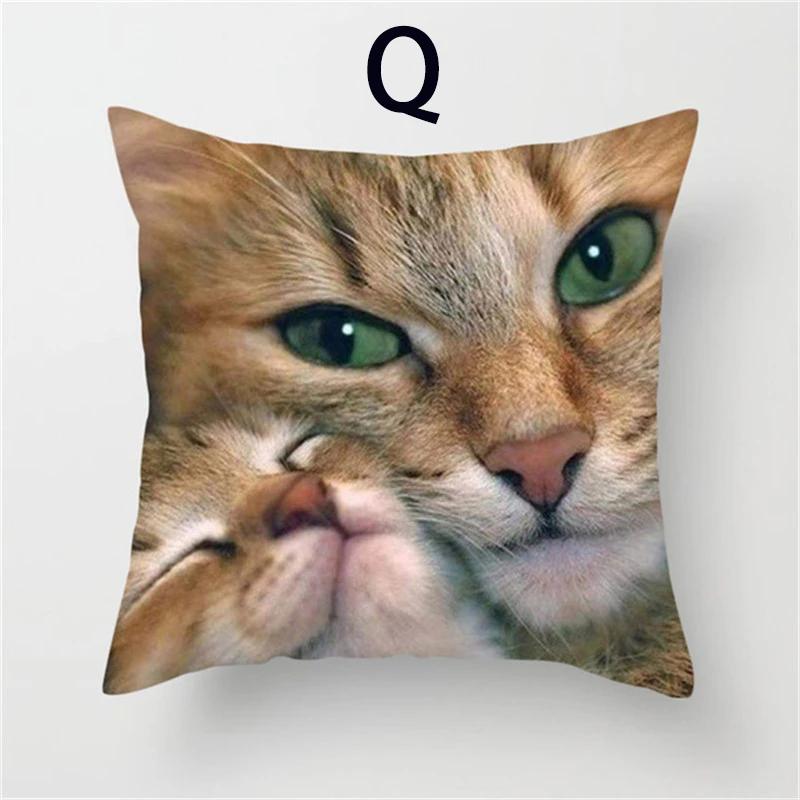 Cushion Cover Cute Cat Pattern Square Pillowcase Zipper Birthday Gift Sofa Home Hotel Decoration 45*45Cm