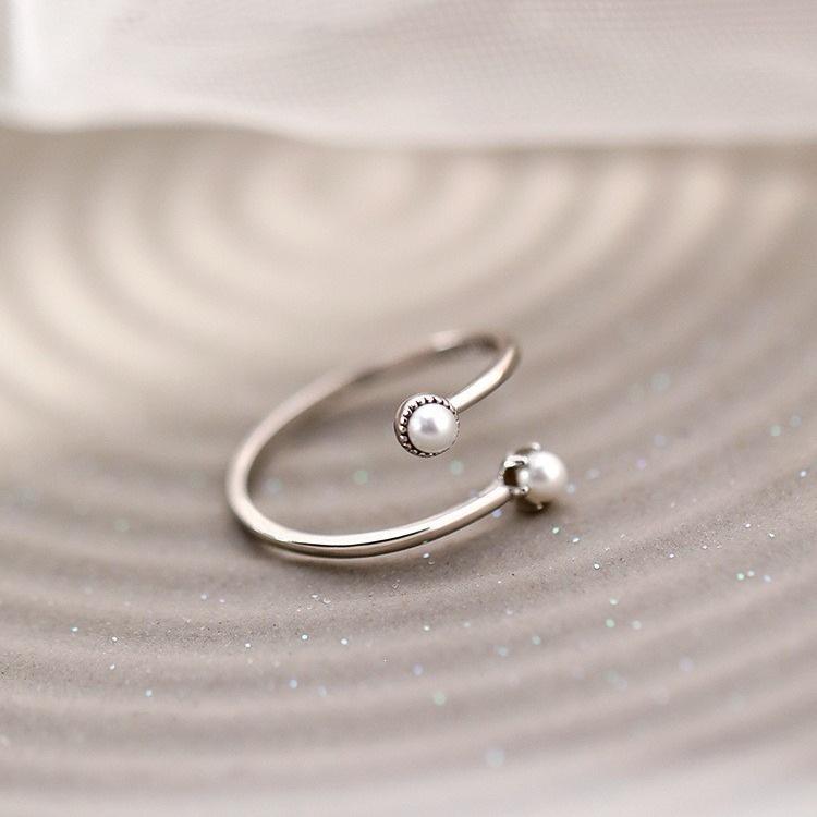 Japanese Luxury 925 Pearl Index Ring - Unique Cold Style Design for Women