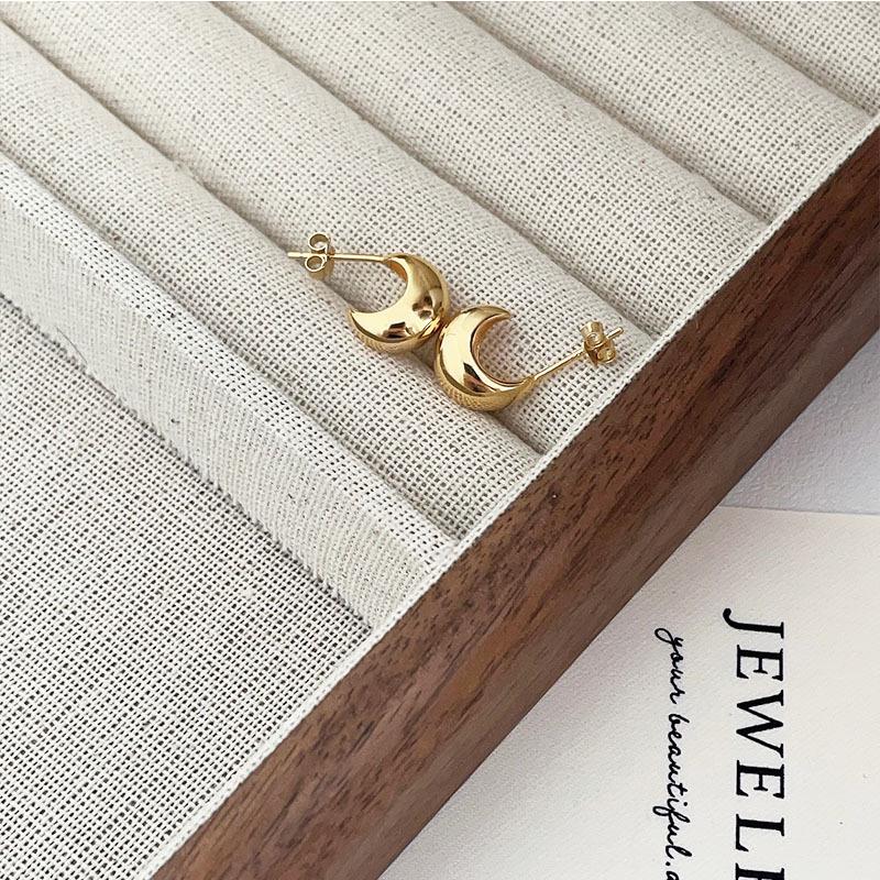 S925 Sterling Silver Gold Bean Korean Water Drop Stud Earrings - Simple, Versatile Jewelry for Women