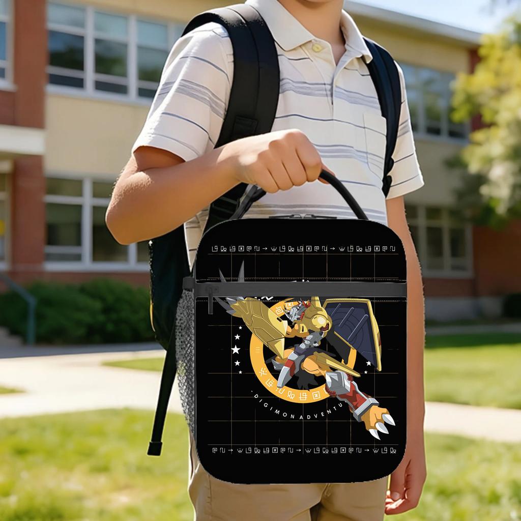 Digimon WARGREYMON Insulated Lunch Bag Cooler Bag Reusable,Lunch Container Portable Tote Lunch Box Bento Pouch Work Outdoor