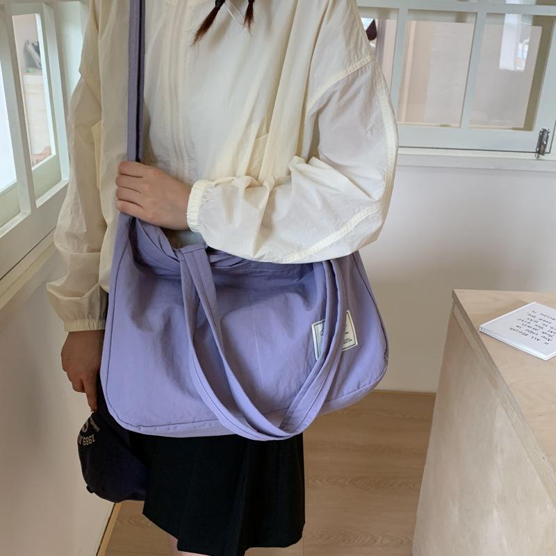 Japanese Solid Color Casual Anti-splashing Nylon Shoulder Bag Summer Lazy Wind Neutral Large-capacity Portable Messenger Bag