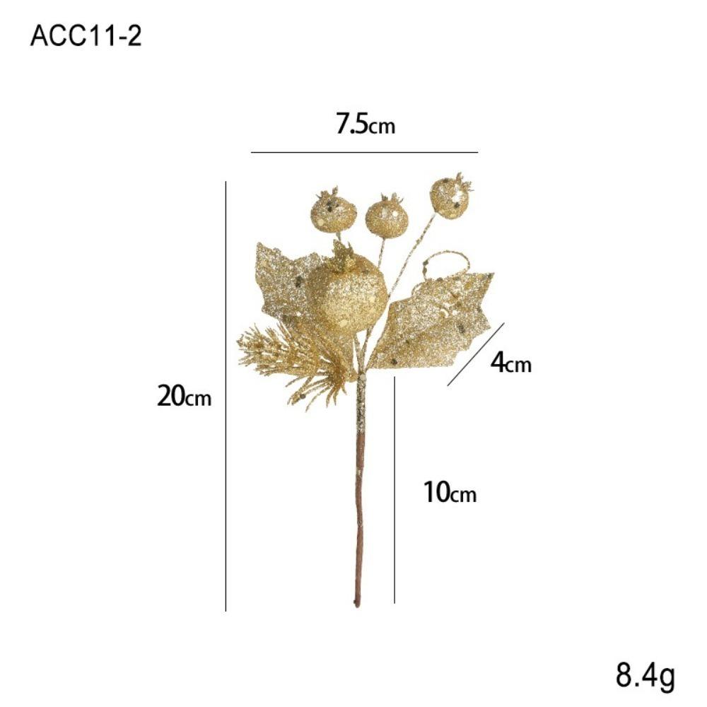 

Elegant Gold Glittered Berries Stem Artificial Practical Christmas Berry Branches DIY Fake Plant Holiday Picks