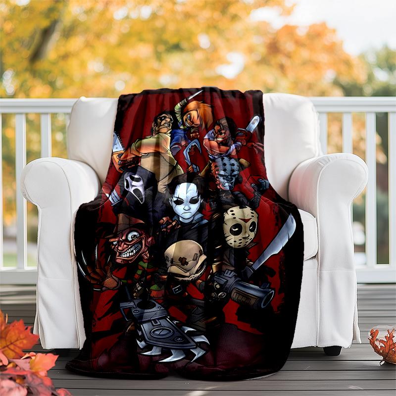 Halloween horror Theme Printed Blanket - Perfect for Couch, Bed, Travel & Outdoor Use | Machine Washable, Cozy & Durable.