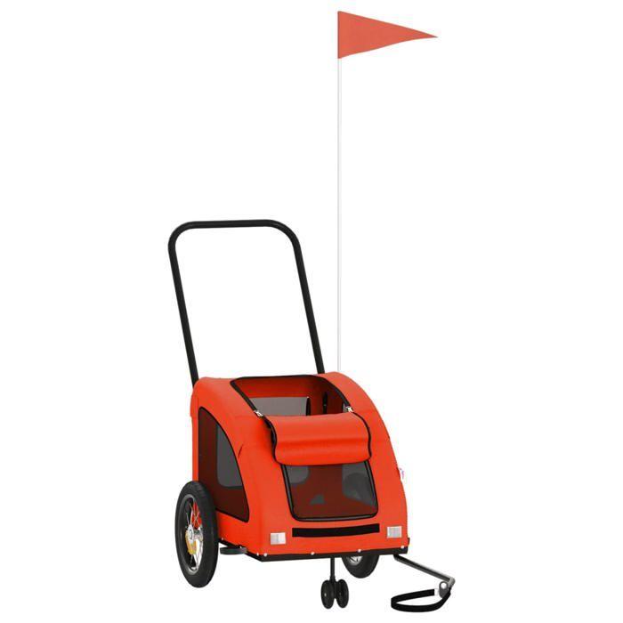 VidaXL Remorque de vélo pour animaux de compagnie orange et gris, remorque de vélo,,, chariot à vélo pour chien 93970