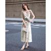 Demana Pearl Luster Acetate Floral Sling Dress