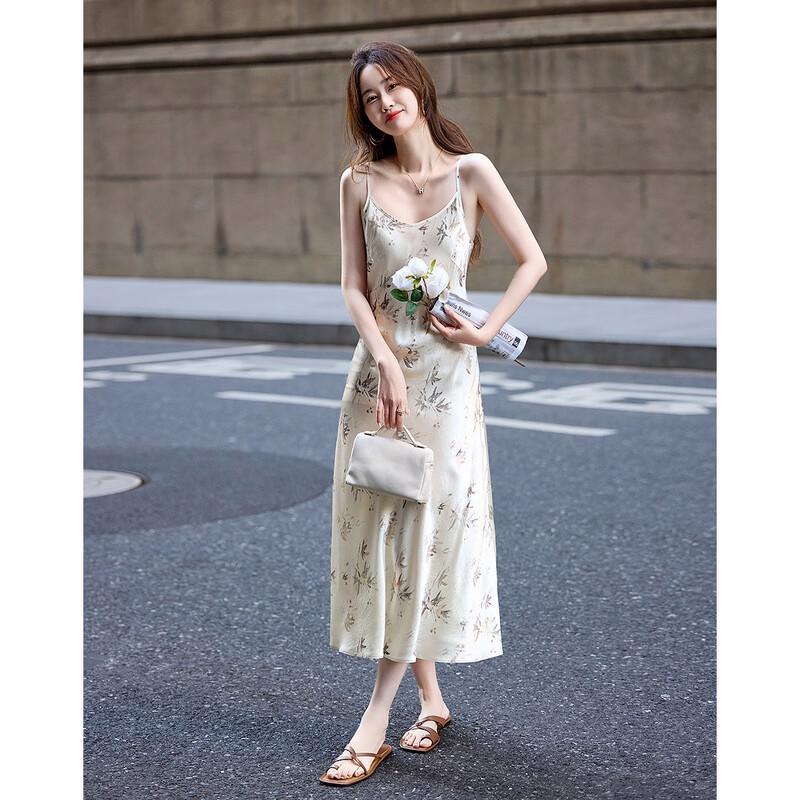 Demana Pearl Luster Acetate Floral Sling Dress