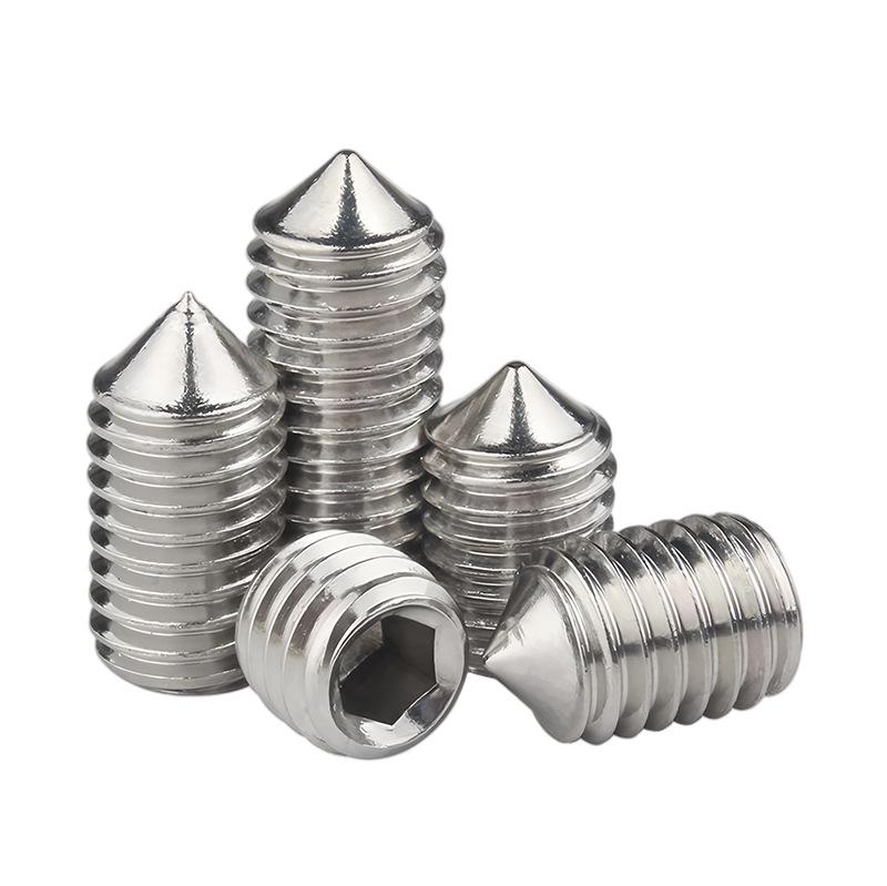 304 Stainless Steel Cone Point Set Screw, Hex Socket, Headless, M6/M8/M10/M12