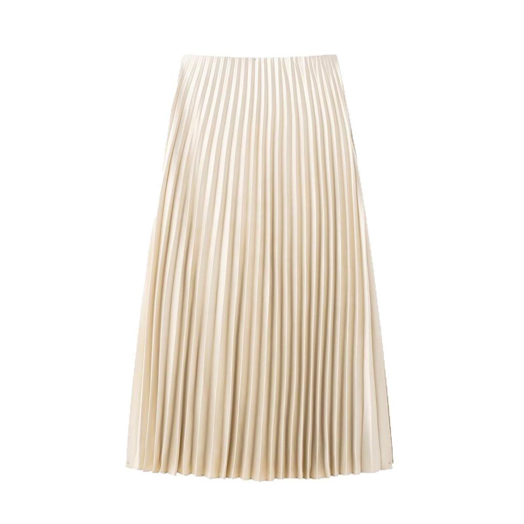 2025 Women's Spring/Summer European & American Style Mid-Waist Solid Color Midi Skirt