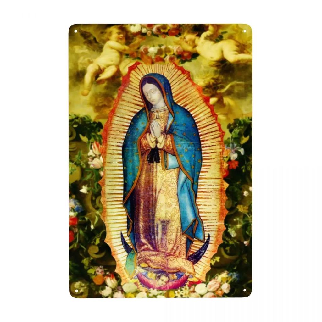 Retro Virgin Mary Of Guadalupe Metal Signs Custom Mexico Catholic Saint Tin Plaque Pub Cafe Yard Home Decor 30x20cm