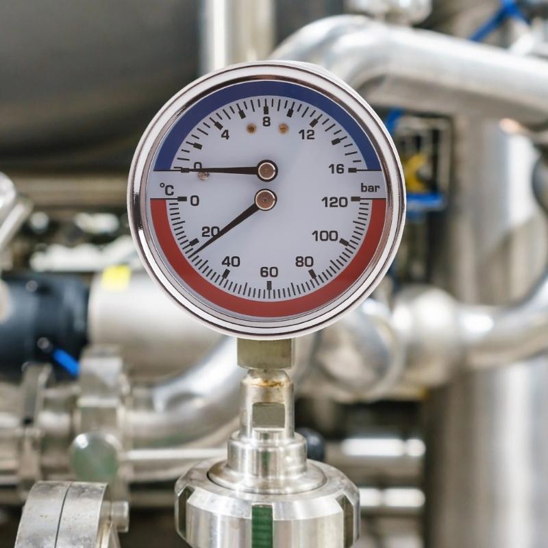 0-16Bar 0-120℃ Pressure Gauges Steel  1/4inch 2.4in Pressure Gauges Thermomanometer