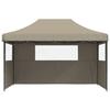 VidaXL Tente de réception pliable escamotable 3 parois latérales taupe, tente, tente à auvent, auvent de gazebo 4004970