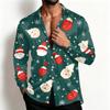 Men's Casual Shirt Jacket Loose Fit with Lapel Collar Breathable for Spring Christmas