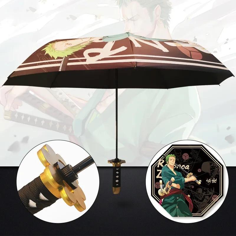 Anime Demon Slayer Katana Regenschirm Faltbar UV-Schutz Sonnenschirm Kimetsu No Yaiba Tanjirou Japanisches Katana Samurai Schwert Regenschirme