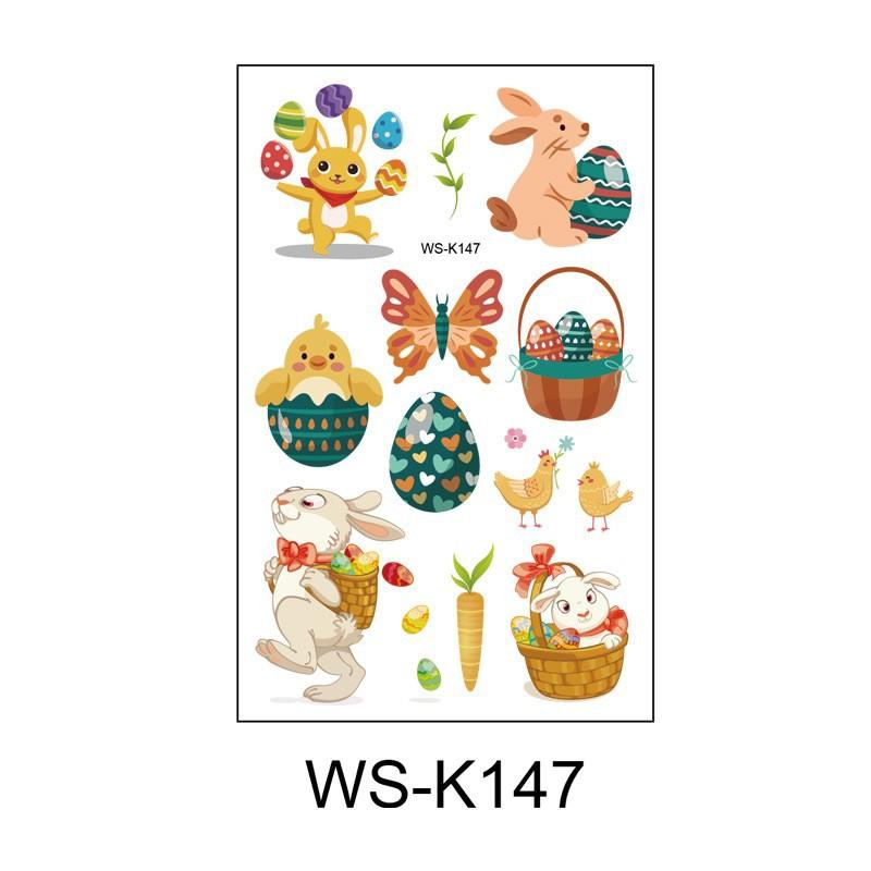Cross Border Easter Party Egg Tattoo Sticker Waterproof Holiday Children's Cartoon Rabbit