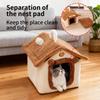 Winter Plüsch Katzenbett mit abnehmbarem Kissen Halbgeschlossener Katzen-Schlafsack Selbstwärmendes Kätzchen-Nest für Schlafzimmer Garage