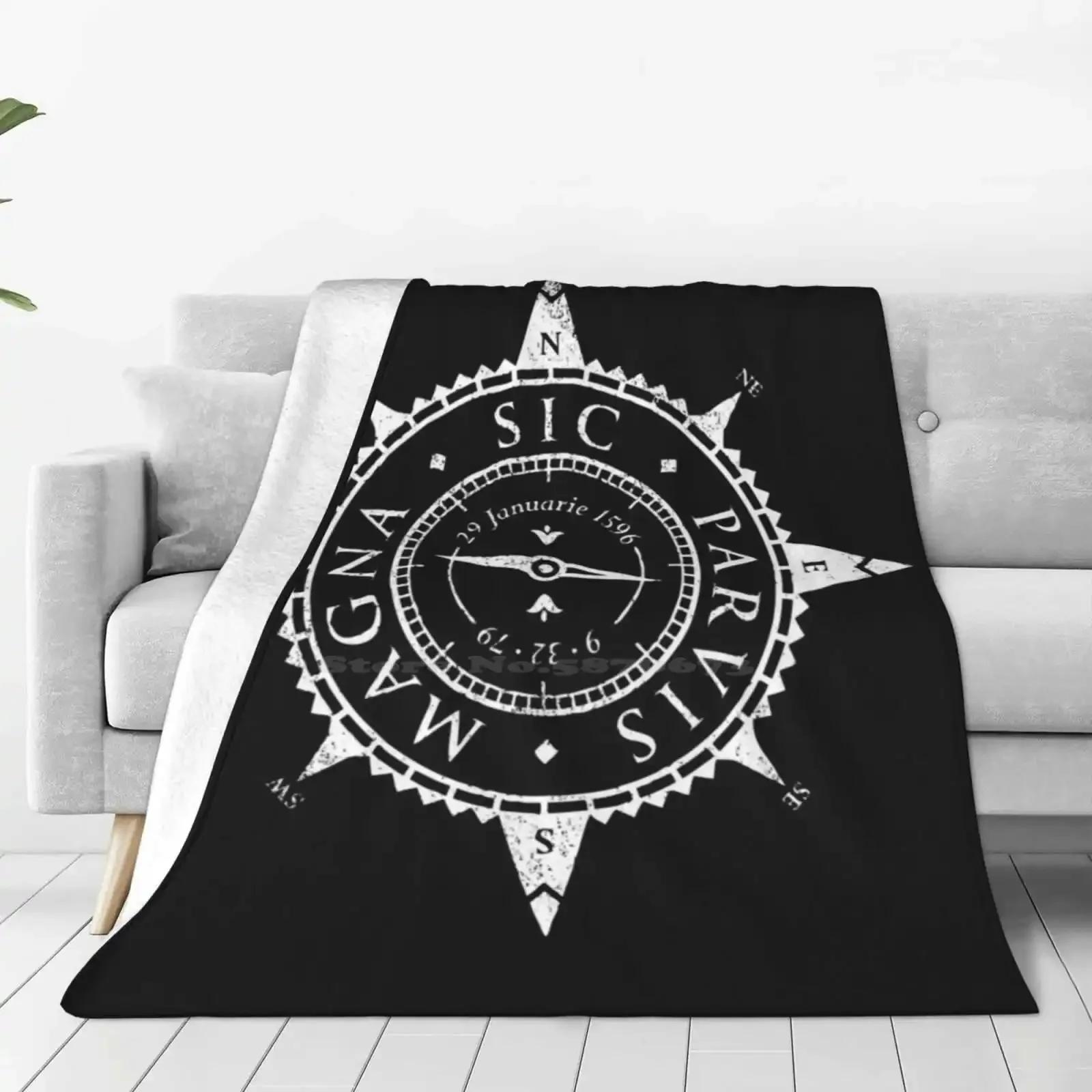Uncharted Adventure ( White ) Top Quality Comfortable Bed Sofa Soft Blanket Uncharted Game Compass Sic Parvis Drakes Ring Latin 75X95CM