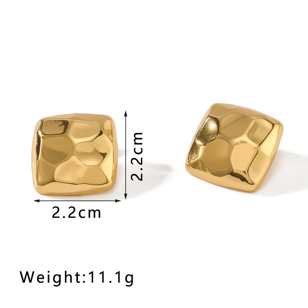 Золотистый цвет Нержавеющая сталь Квадрат Ромб Серьги Арка Форма Пуссеты