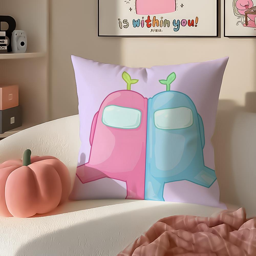 Fun Deduction Party Board Game AAmong Us Cushion Cover Pillowcase Short Plush Invisible Zipper Room Sofa Cushion Cover