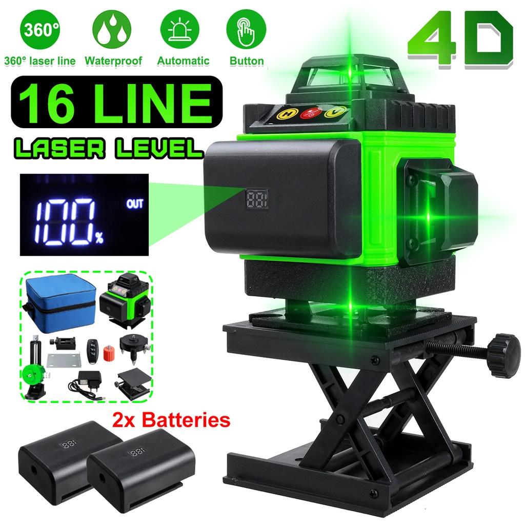 3D/4D 16 Line Laser Level Green Light Self-Leveling 360° Rotary Cross Auto Measurement Tool Remote Home Line New