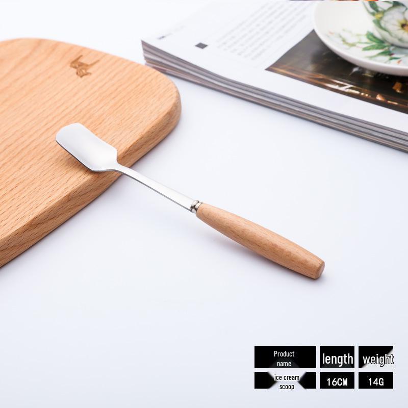 Western Cutlery Set: Stainless Steel with Wooden Handles - Includes Steak Knives, Dessert Spoons, Pasta Forks, and Spoons.