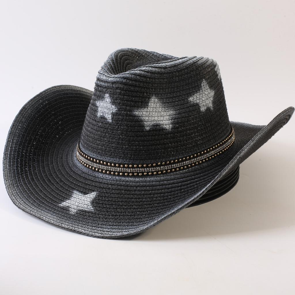 Popular Western Cowboy Straw Hat Men's and Women's Fashion Shade Straw Hat Classic Outdoor Western Cowboy Hat