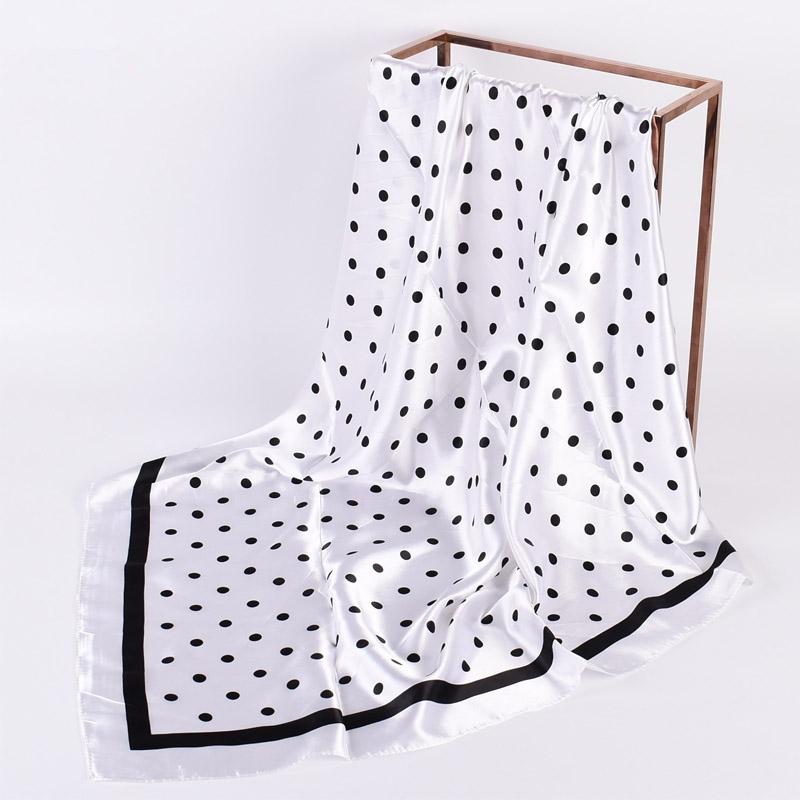 Head Scarf Women Luxury Brand 90×90cm Silk Square Scarf Satin Bandana Cheveux Soft Neckerchief Hijab Hair Scarves For Ladies