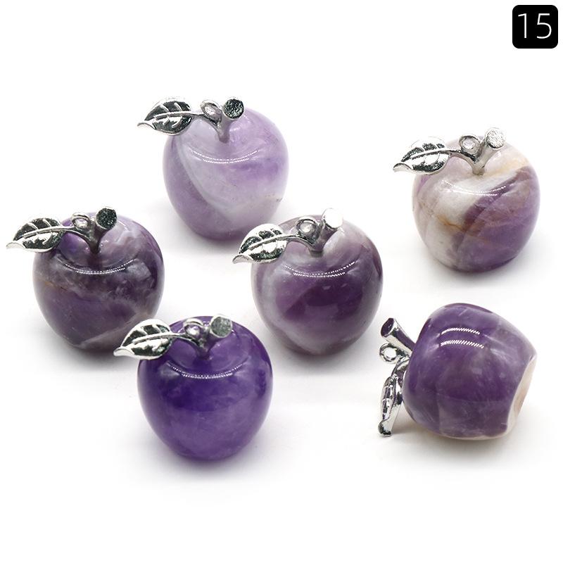 20mm Natural Stone Mini Apple Healing Crystals Reiki Real Amethyst Obsidian Rose Quartz Crafts DIY Jewelry Christmas Decoration