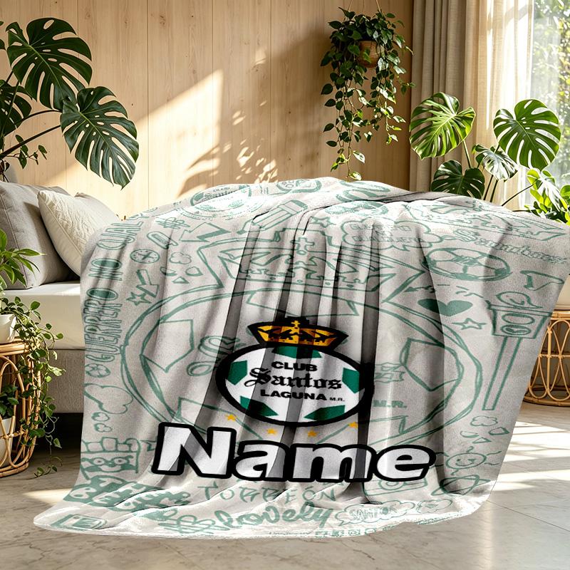 Custom Name Personalized Club Santos Laguna Print Blanket, Home Decor, Bedroom, Sofa, Camping, Couch, Gifts for Birthday ChristmasEnthusiasts