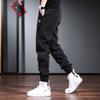 Brown casual pants men's trendy brand loose leggings spring and autumn new plaid corduroy pants men's velvet