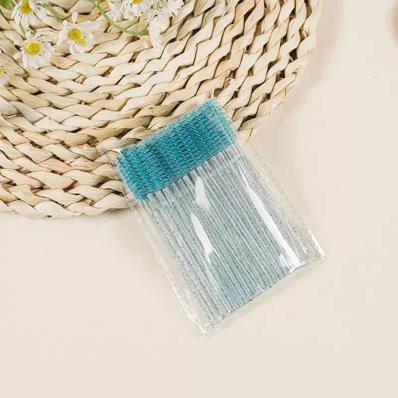 Color Spiral Disposable Eyelash & Eyebrow Brush - Portable Beauty Makeup Tool with Solid Crystal Design