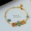 Retro Exquisite Butterfly Bracelet: Colorful Drip Oil Design, Light Luxury, High-End Fashion, Versatile Niche Temperament Jewelry.