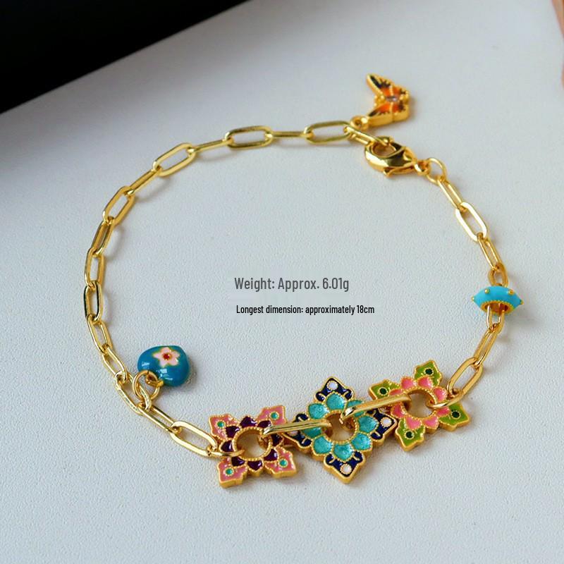 Retro Exquisite Butterfly Bracelet: Colorful Drip Oil Design, Light Luxury, High-End Fashion, Versatile Niche Temperament Jewelry.