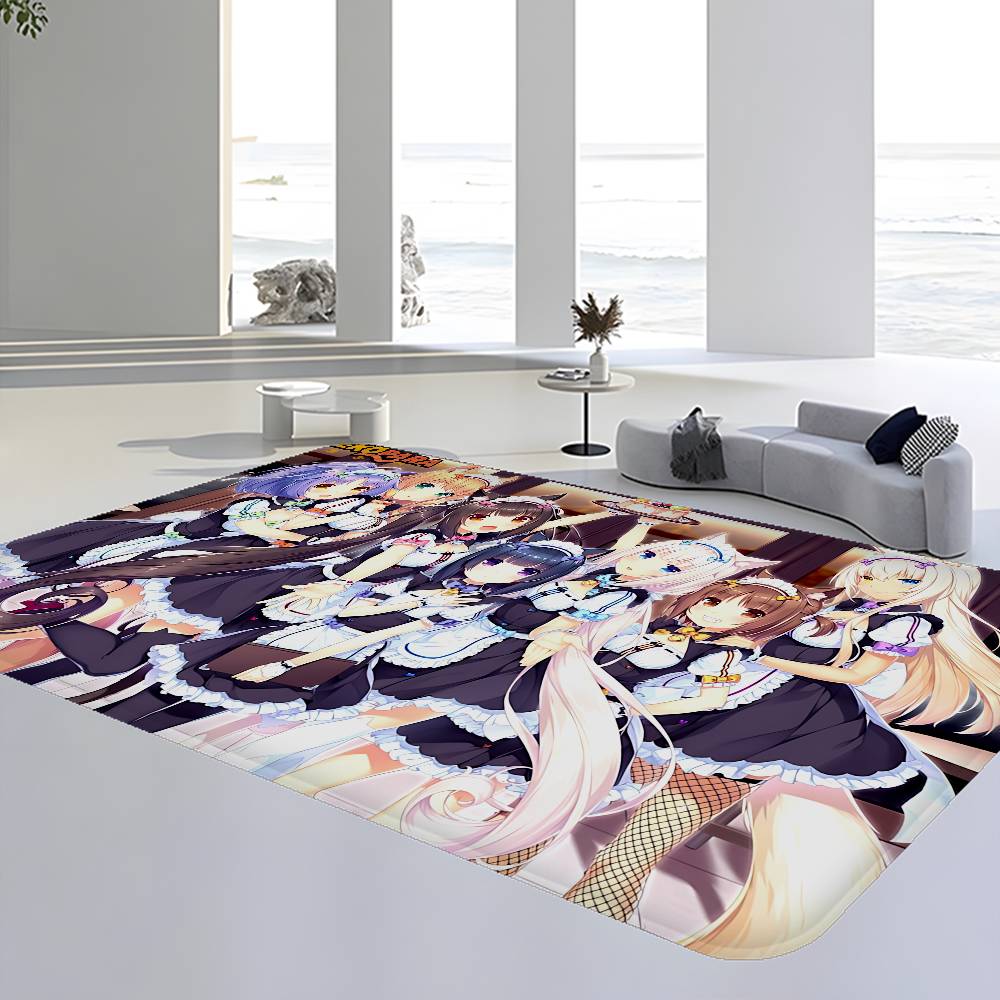 Nekopara Anime Room Mats Anti-slip Absorb Water Long Strip Cushion Bedroon Mat Household Carpets