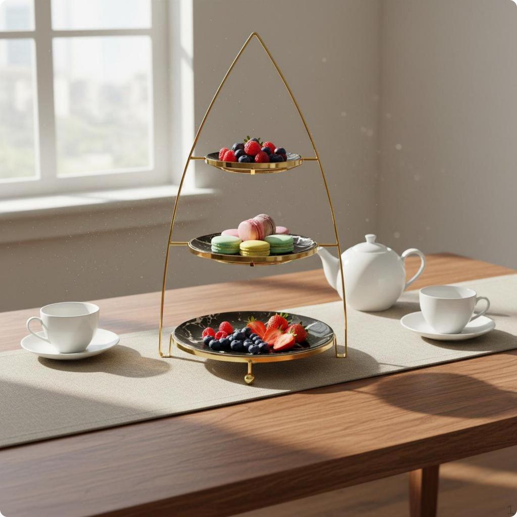Cake Stand Light Luxury Dishwasher Dessert Holder for Afternoon Tea,