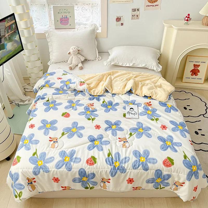 Cute Dinosaur Quilts Summer Spring Breathable Polyester Cotton Twin Full Size Bed Blanket Soft Thin Boys Girls Home Textile
