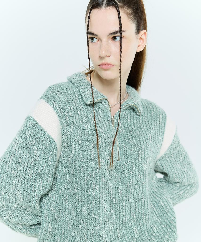 LARTIGENT L6 Colorblock Half Zip Knit(Mint)