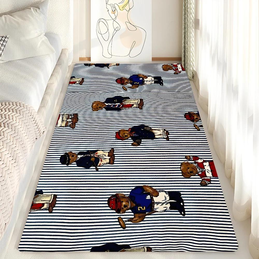 Cute Teddy Bear Happy Floor Mat Bathroom Mat Kids Room Bedroom Decoration Balcony Anti-Slip Doormat Living Room Welcome Rug INS