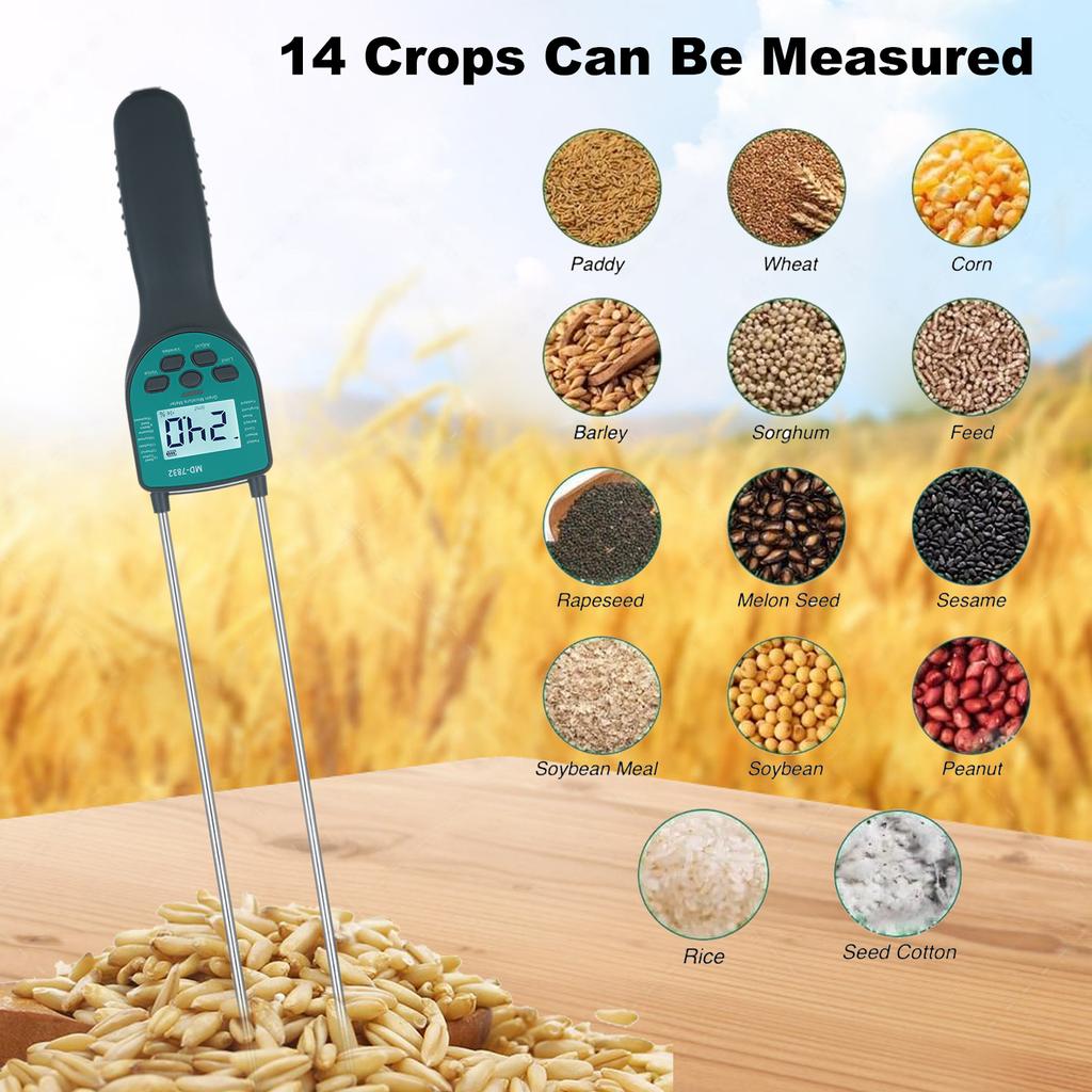 Hay Moisture Tester Digital Grain Moisture Content Meters Measurable for 14 Type Grains for Paddy