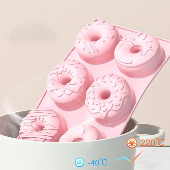 6-Cavities Silicone Donut Mold Easy Release Food Grade DIY Round Doughnut Cake Chocolate Baking Mold Kitchen Supplies