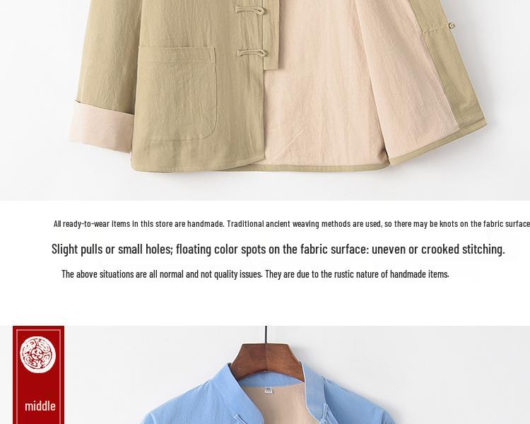 Men's Cotton Linen Tang Suit Jacket - Double-Layer, Chinese Style for All Seasons