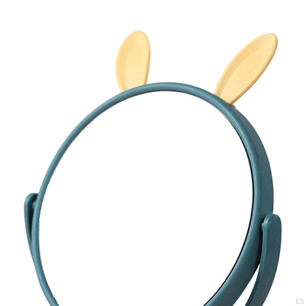 Cartoon Round Desktop Mirror Rota Single Sided Vanity Stand for Countertop Desk Shower