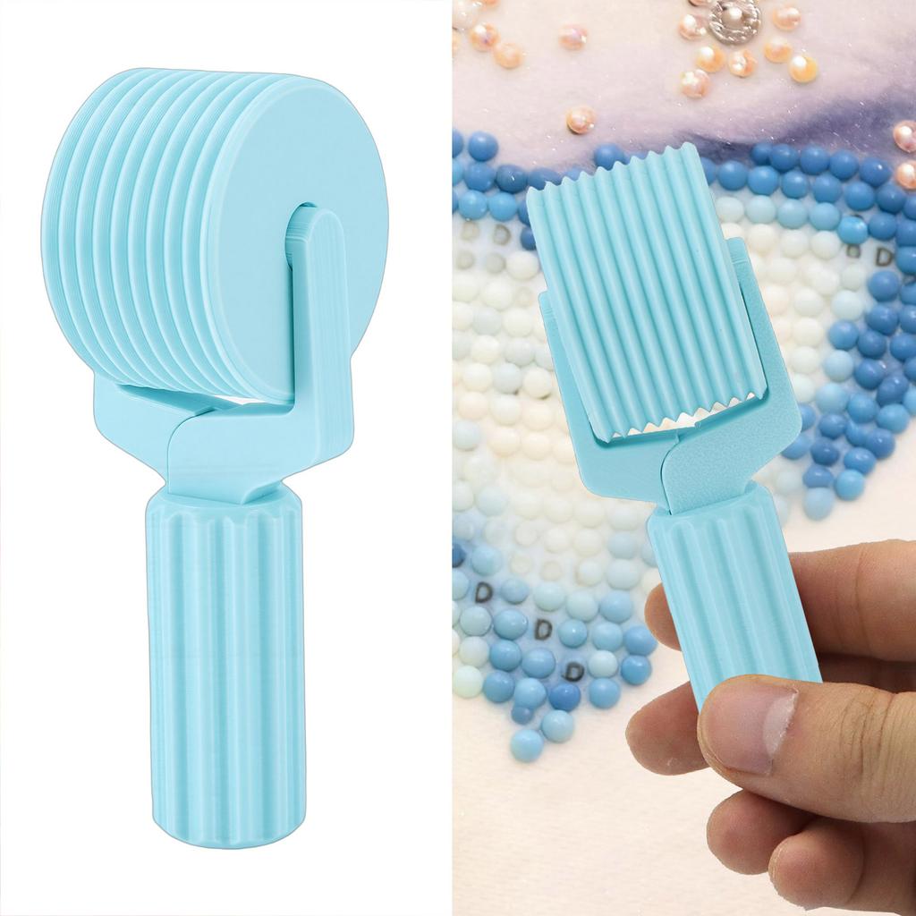 Rhinestone Painting Roller 3D Printed Art Pressing Roller Tool for Crafting Projects Striped Grip Cyan