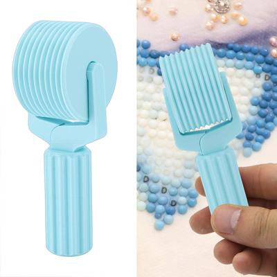 Rhinestone Painting Roller 3D Printed Art Pressing Roller Tool for Crafting Projects Striped Grip Cyan