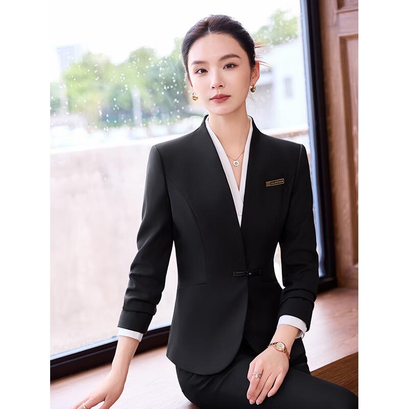 Women's New Chinese Style Collarless Professional Suit Set