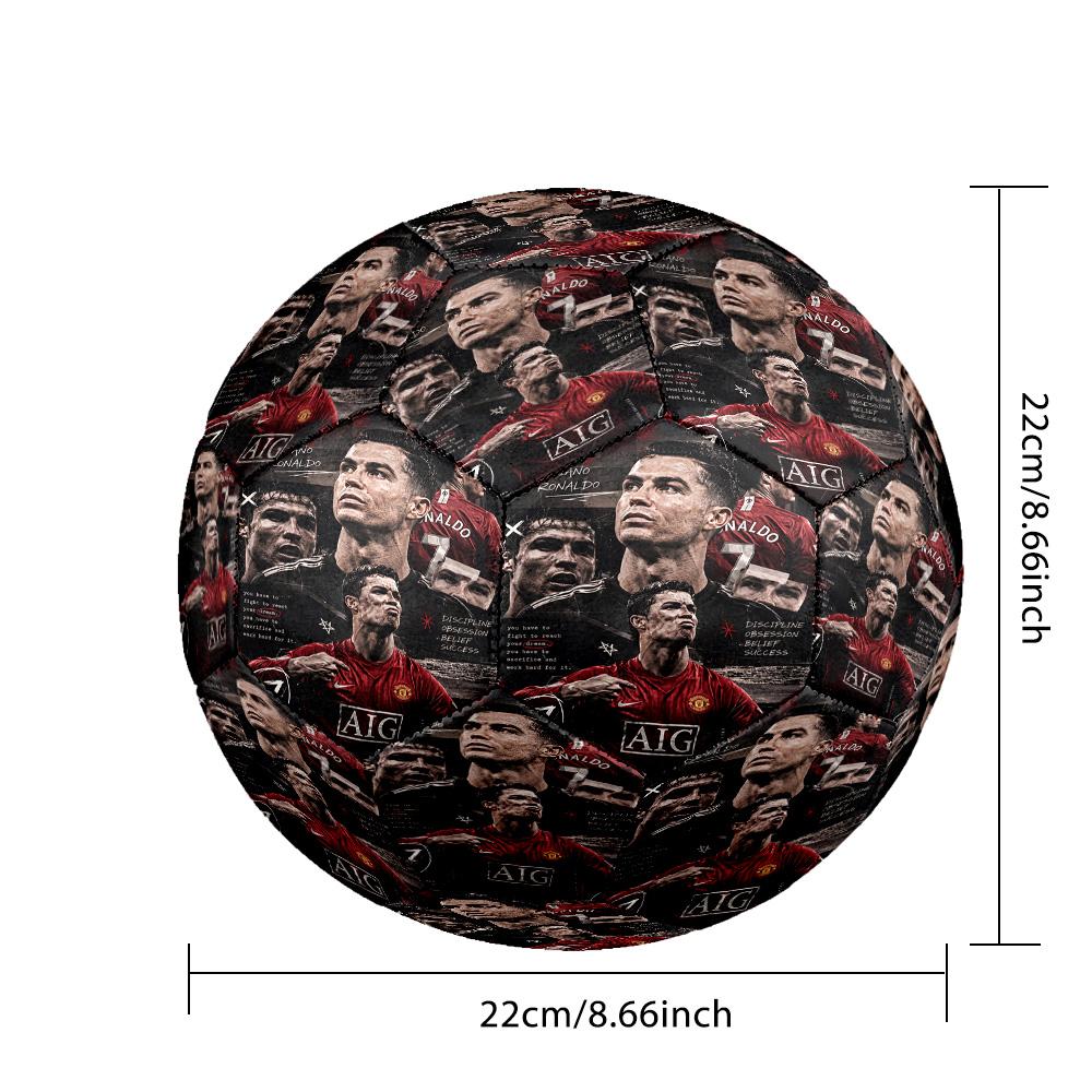 Pallone da Calcio Ronaldo Cr7 Football Legend Taglia 5 Cucito a Macchina per Allenamento e Partite Indoor/Outdoor Regalo Unico per gli Amanti del Calcio
