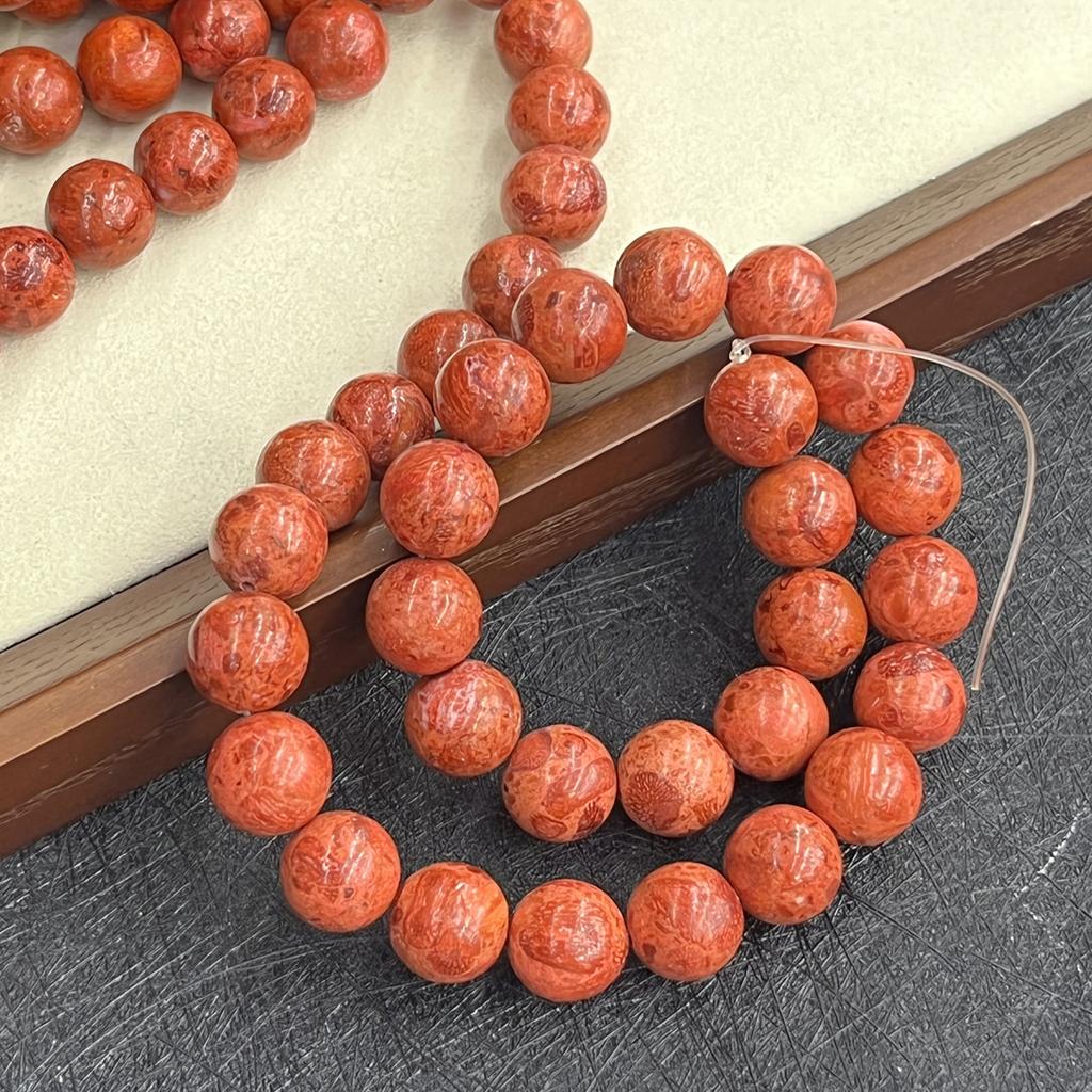 10mm Natural Red Shell Round Beads (38cm Strand) - Smooth Polished Boho Beach Supplies for DIY Necklace Bracelet Jewelry Making, Valentine's Day Gift